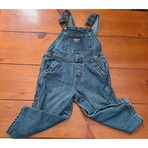 OshKosh B'Gosh Vestbak Denim Carpenter Overalls 24M Blue USA Snap Vintage